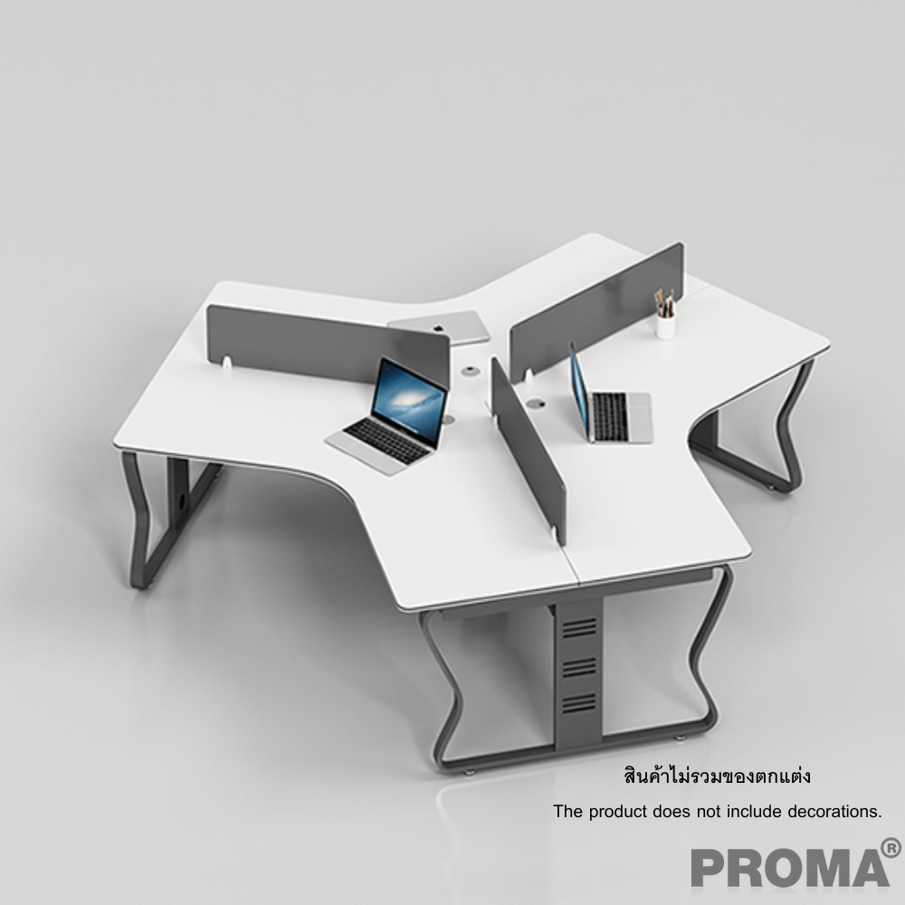 [Pre-order] โต๊ะทำงาน Proma-POD-05 สีขาว/ดำ แบบ 3 ที่นั่ง (ไม่มีตู้เอกสาร)